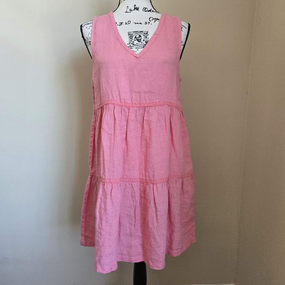 Lucky Brand Pink Tiered V-Neck Mini Dress